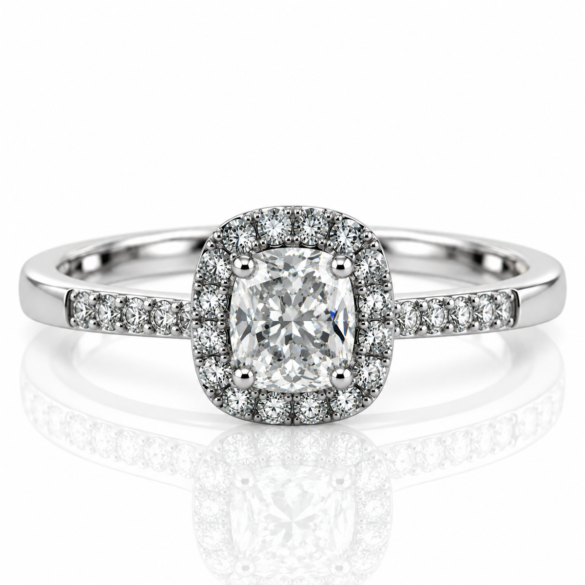 18kt Diamond Solitaire Cluster Engagement Ring