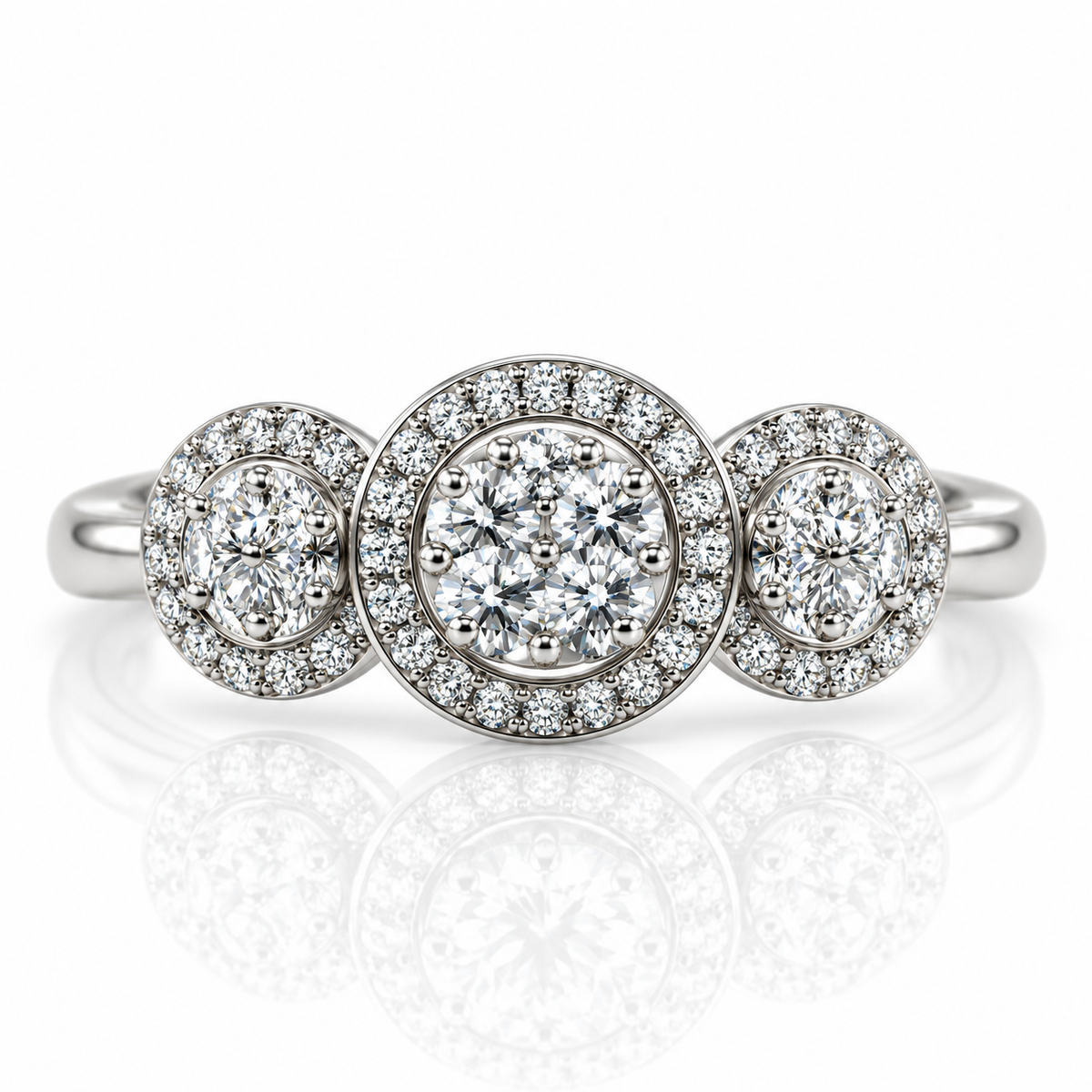 18kt Brilliant Cut Diamond Cluster Engagement Ring