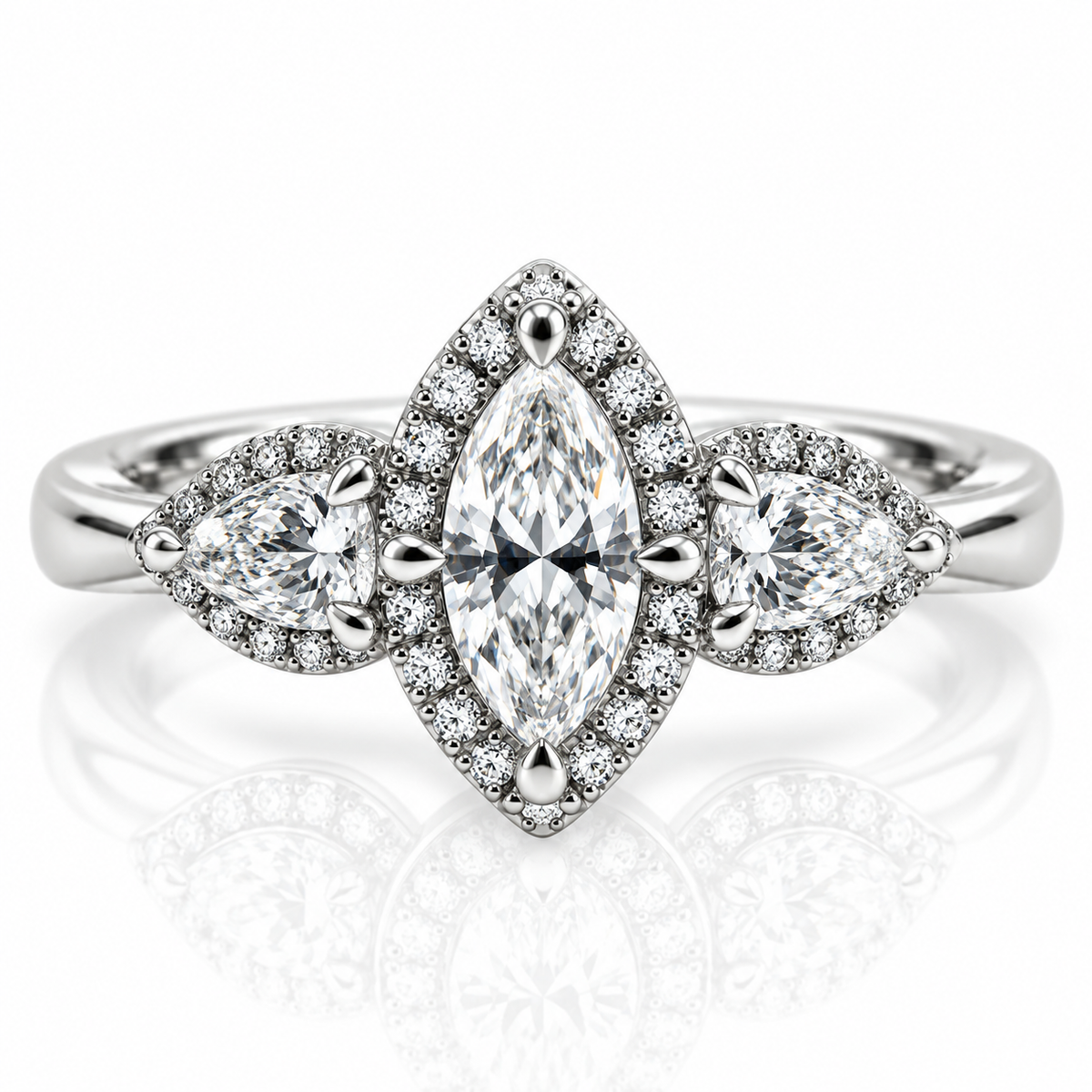 18kt Marquise Triple Halo Diamond Engagement Ring
