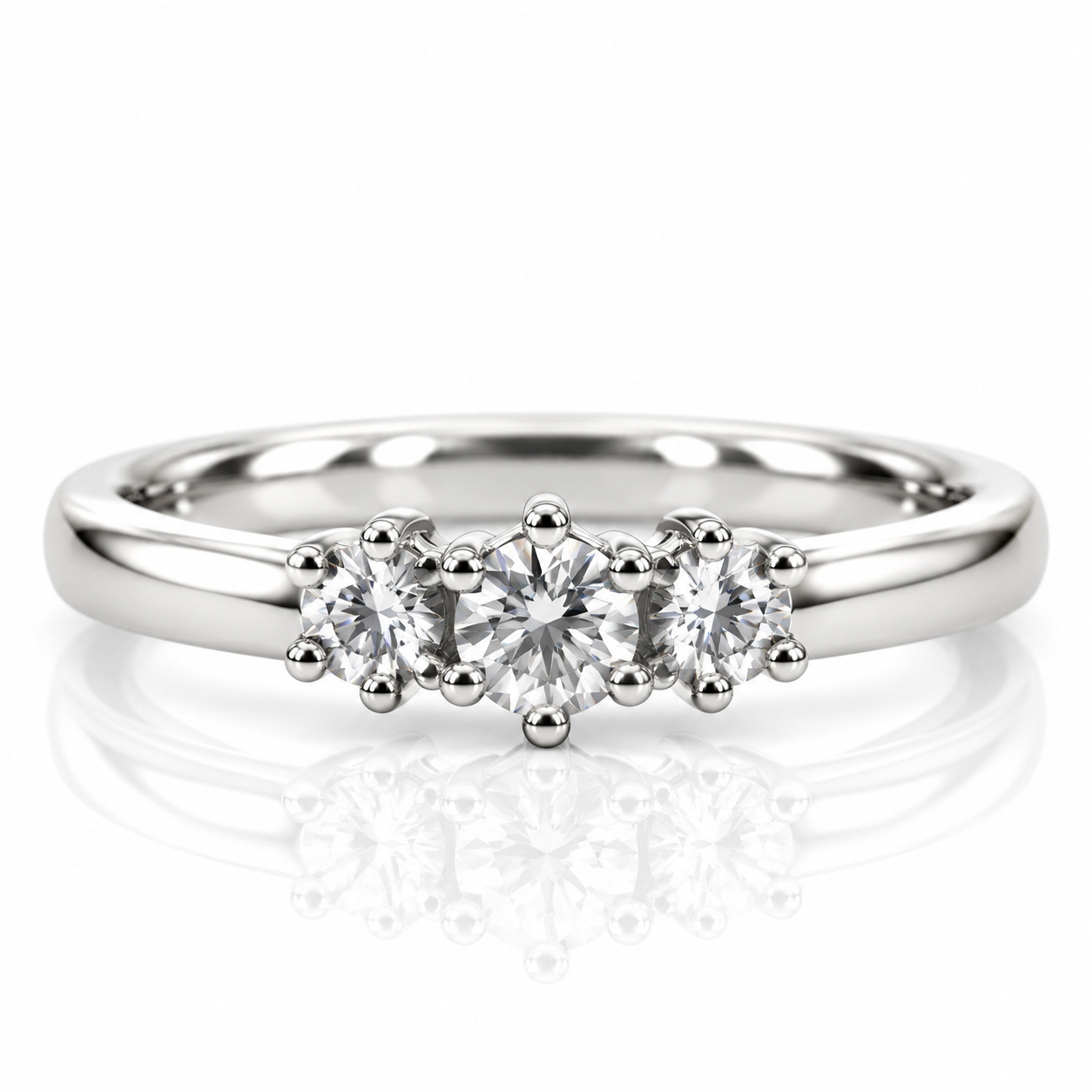 Platinum Brilliant Cut Diamond Three Stone Engagement Ring