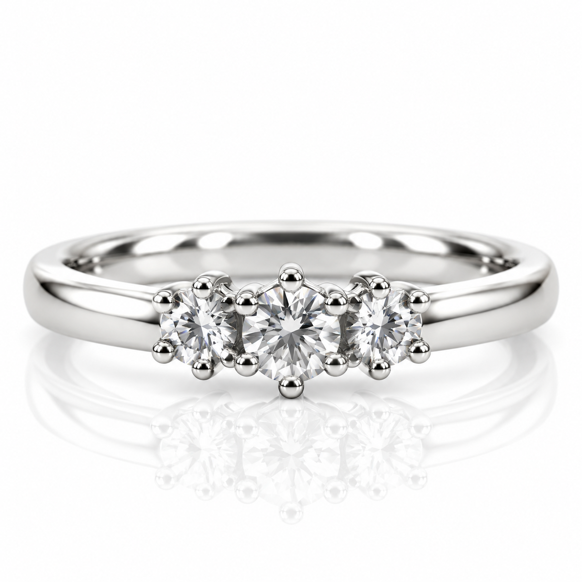 Platinum Brilliant Cut Diamond Three Stone Engagement Ring