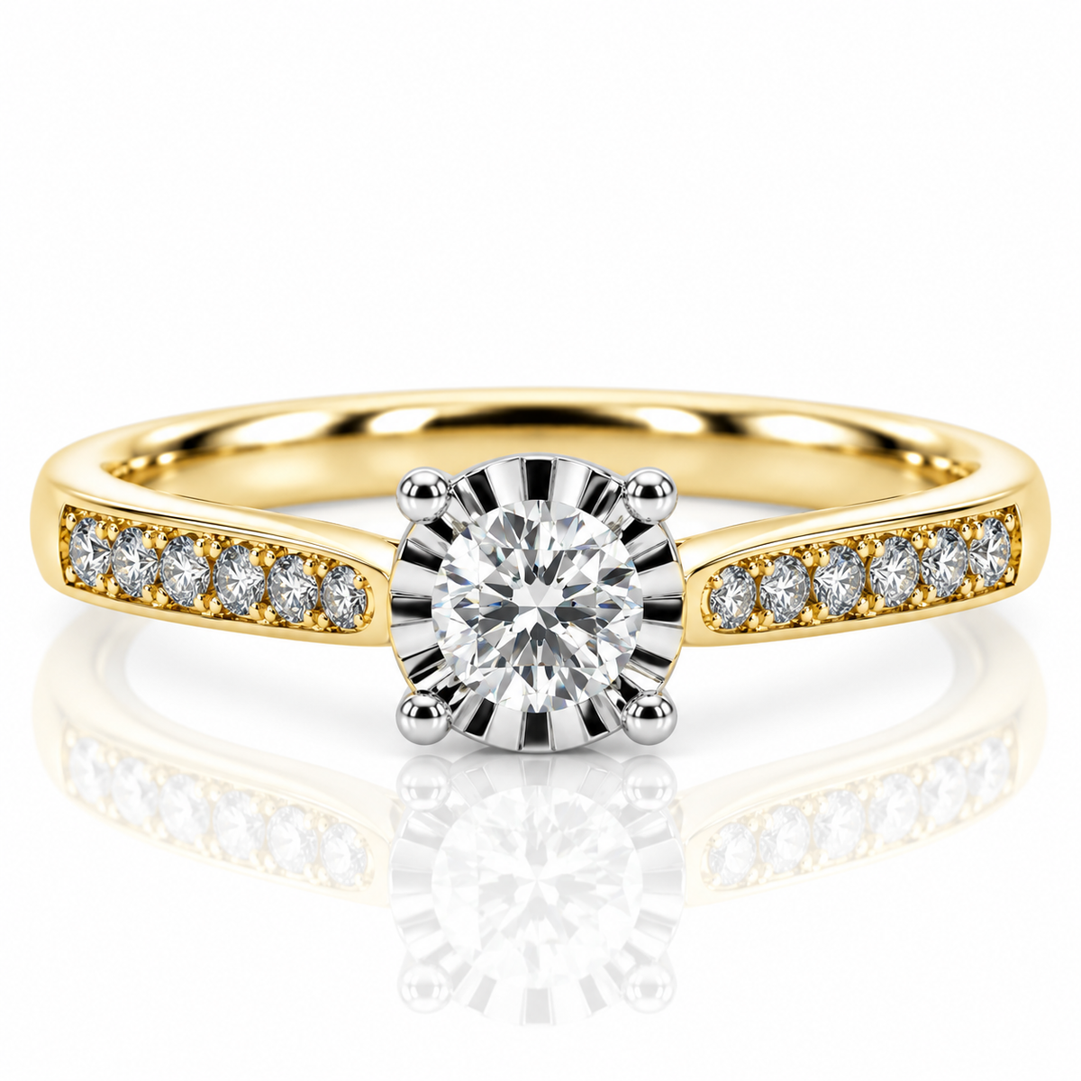 9kt Diamond Solitaire Engagement Ring
