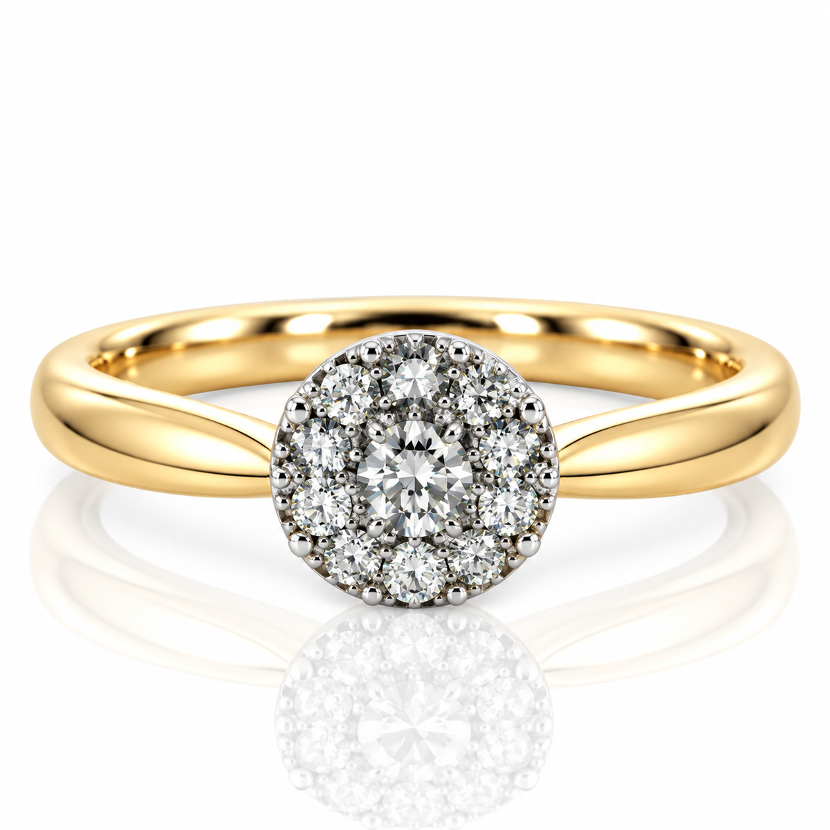 18kt Brilliant Cut Starburst Solitaire Diamond Engagement Ring