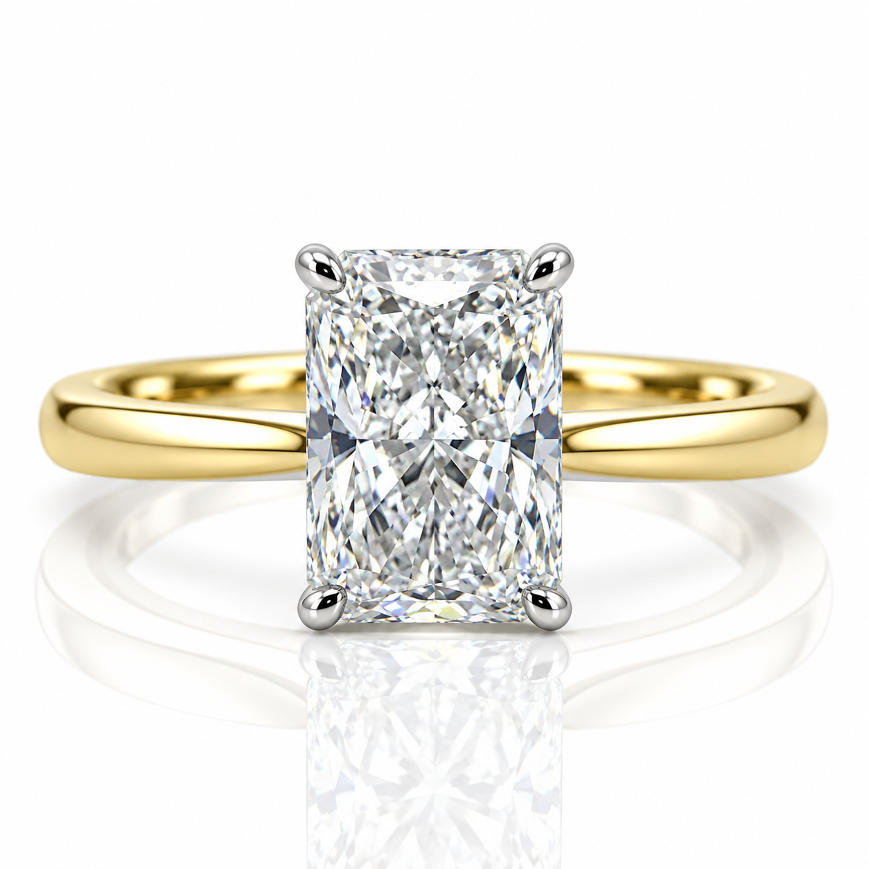 Lab Diamond 18kt Radiant Cut Solitaire Engagement Ring