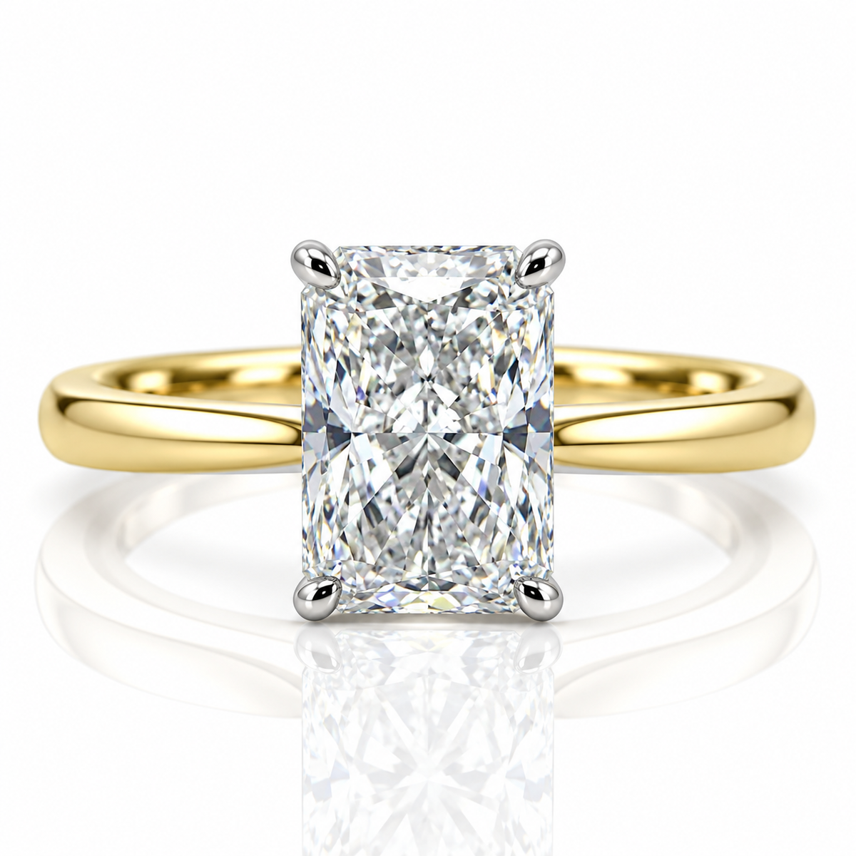 Lab Diamond 18kt Radiant Cut Solitaire Engagement Ring