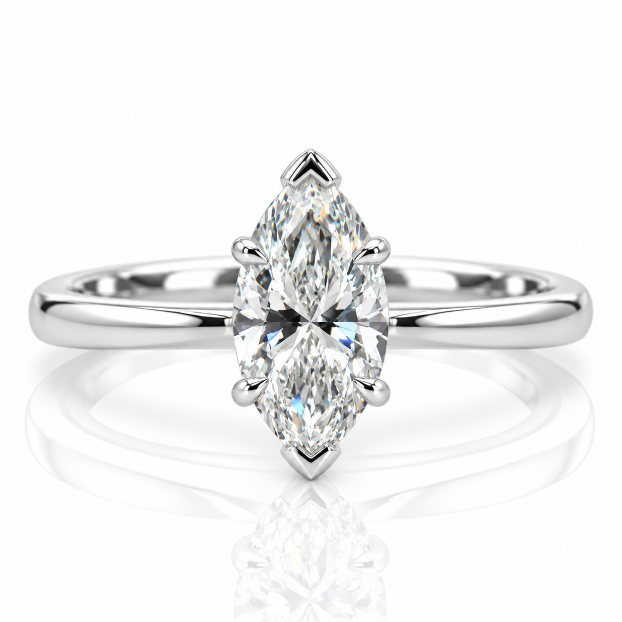 Lab Diamond Platinum Marquise Cut Solitaire Engagement Ring