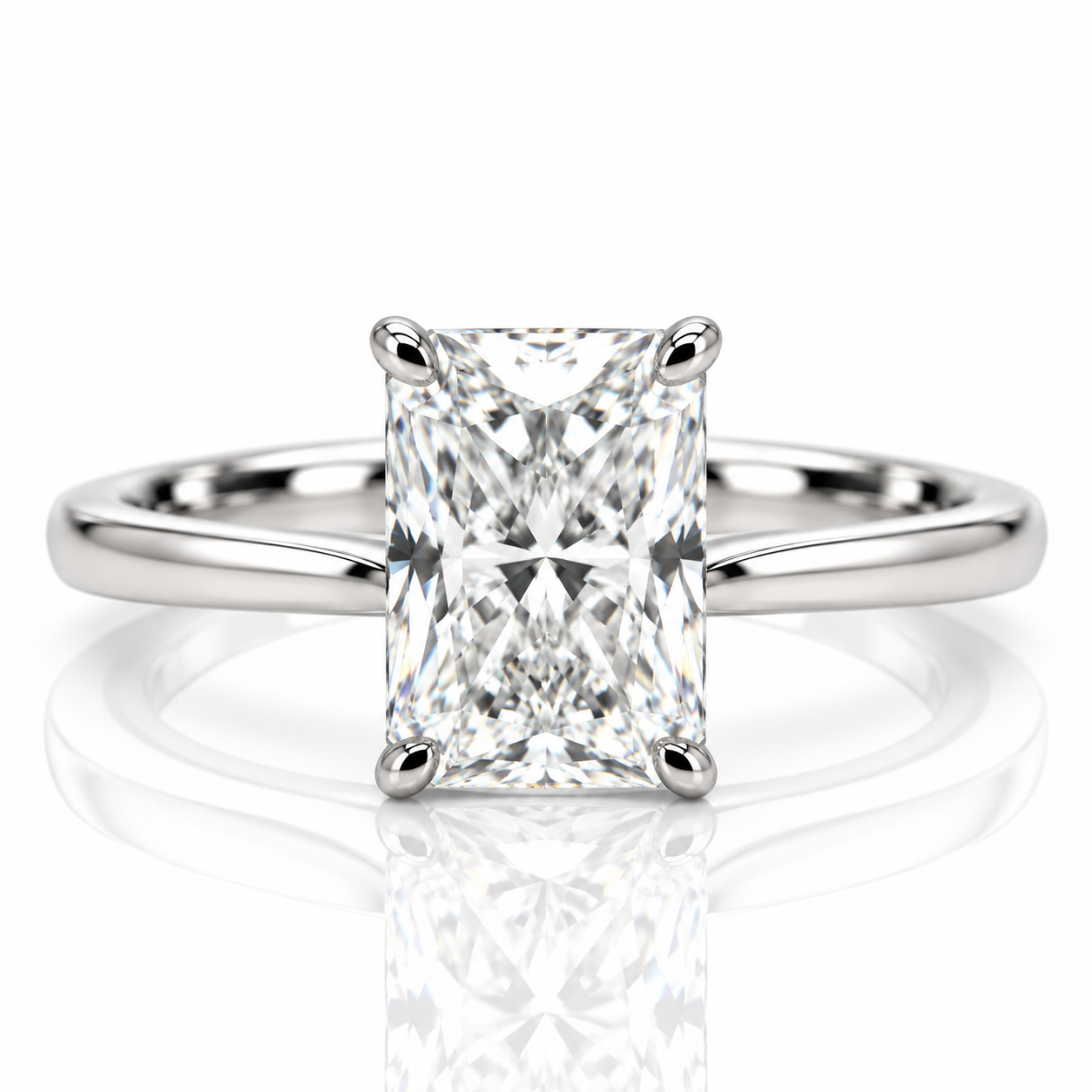 Lab Diamond Platinum Radiant Cut Solitaire Engagement Ring