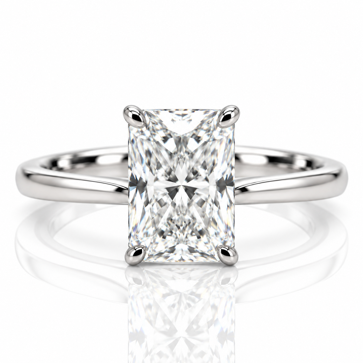 Lab Diamond Platinum Radiant Cut Solitaire Engagement Ring
