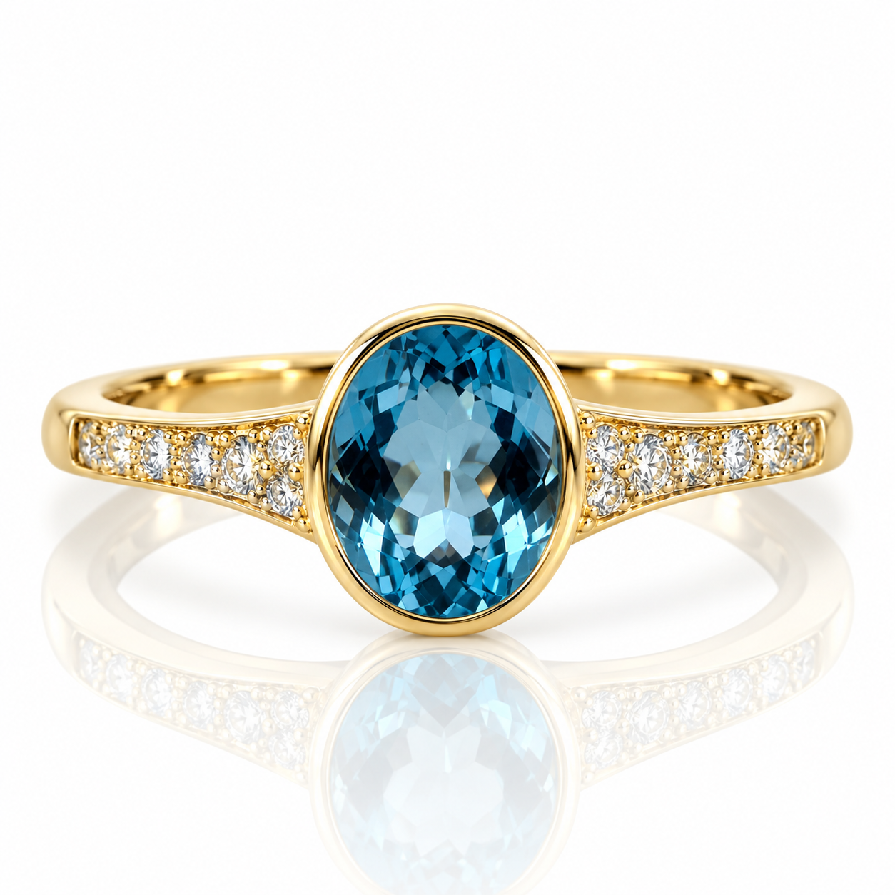 9kt Blue Topaz and Diamond Dress Ring