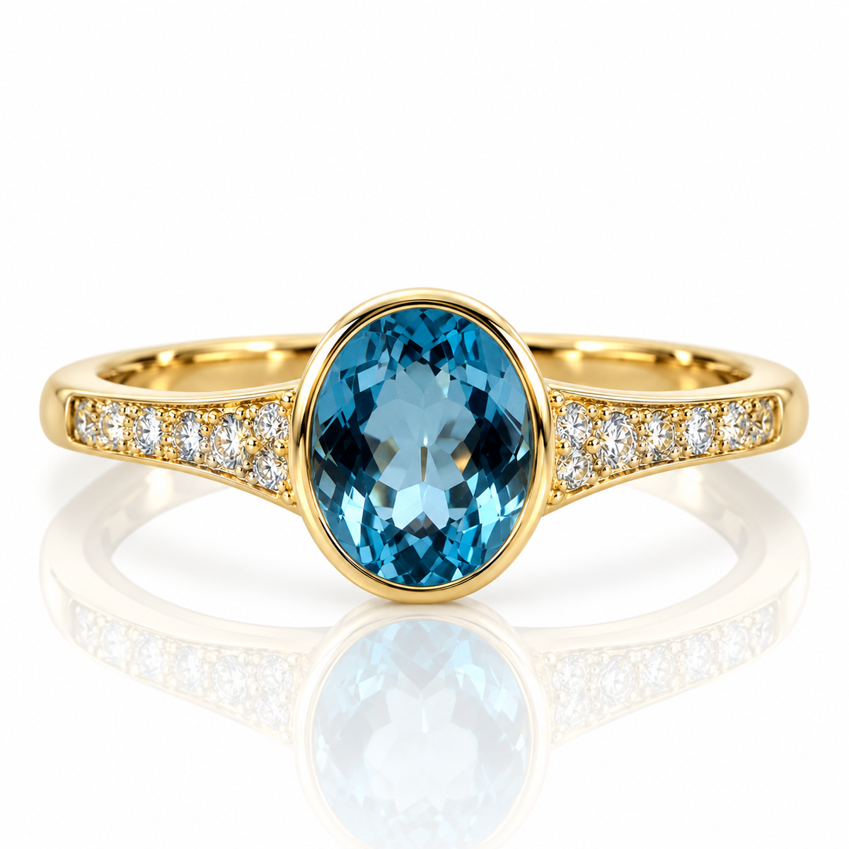 9kt Blue Topaz and Diamond Dress Ring