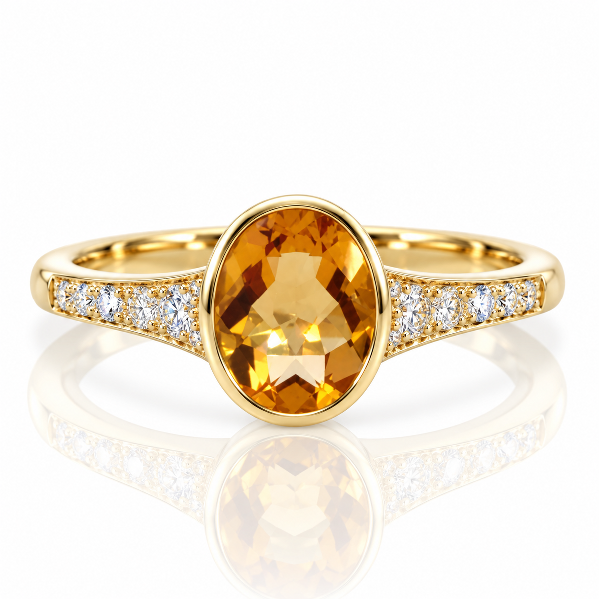 9kt Citrine and Diamond Dress Ring