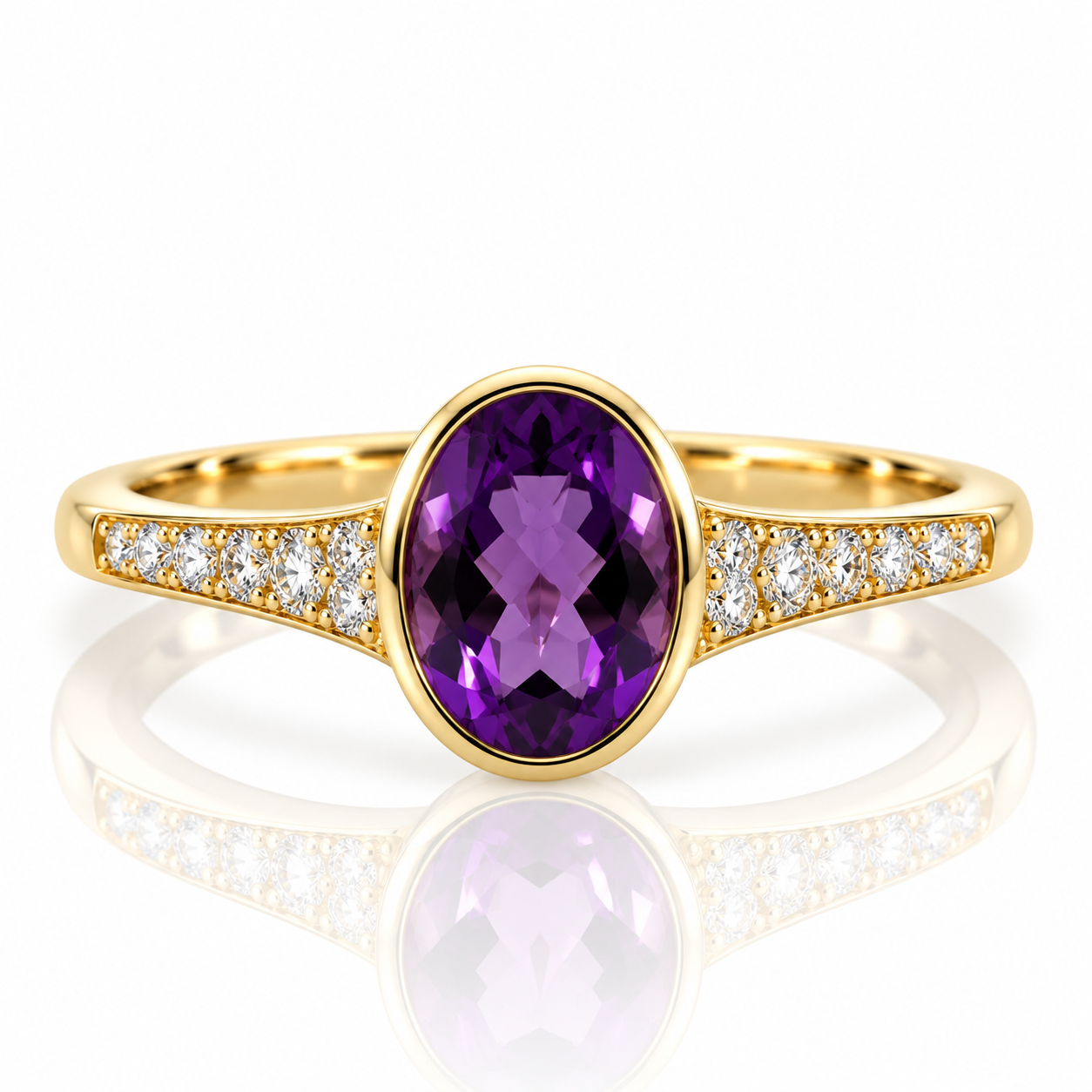 9kt Amethyst and Diamond Dress Ring
