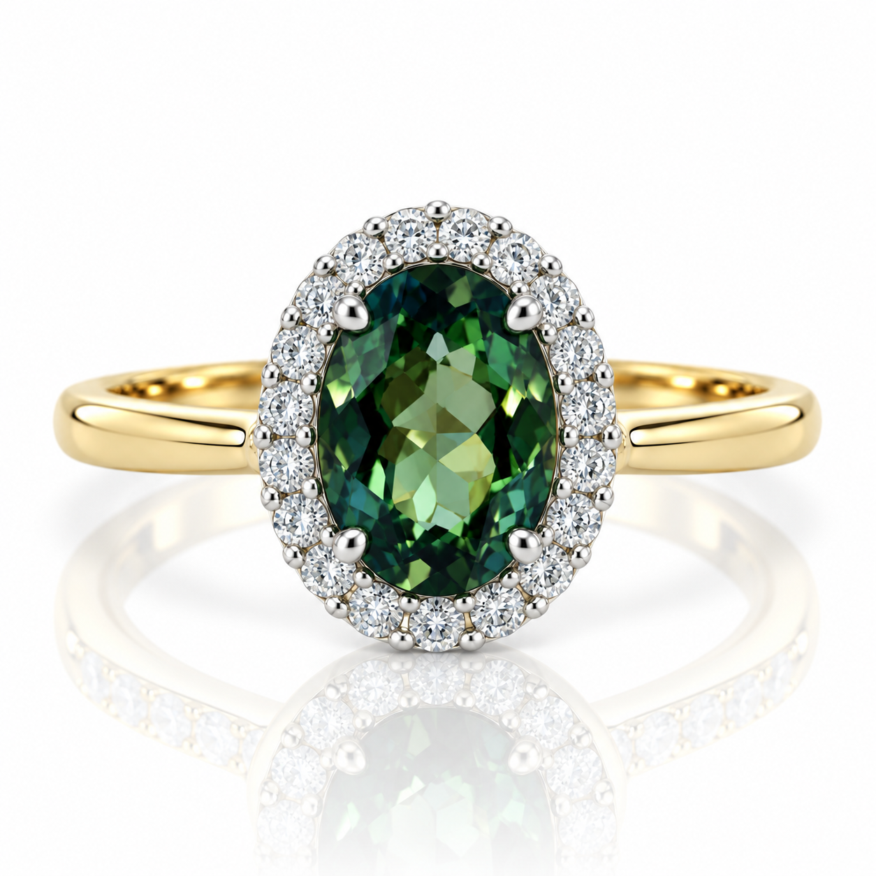 9kt Green Tourmaline and Diamond Dress Ring