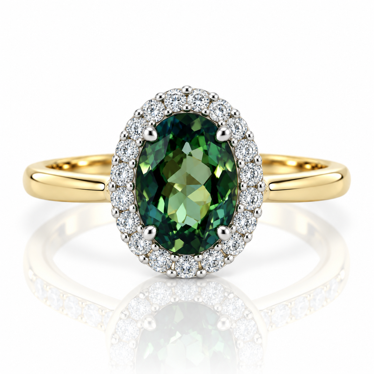 9kt Green Tourmaline and Diamond Dress Ring