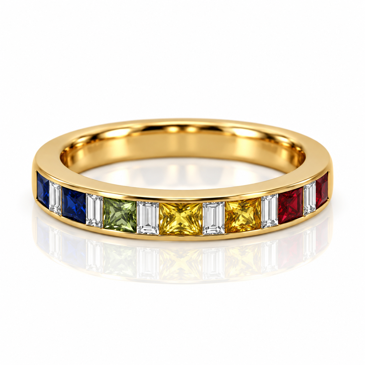 18kt Multi-Sapphire and Diamond Channel Set Band