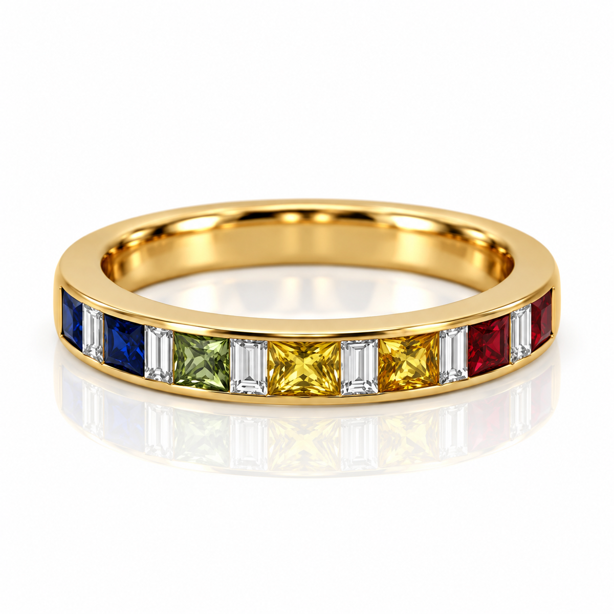 18kt Multi-Sapphire and Diamond Channel Set Band