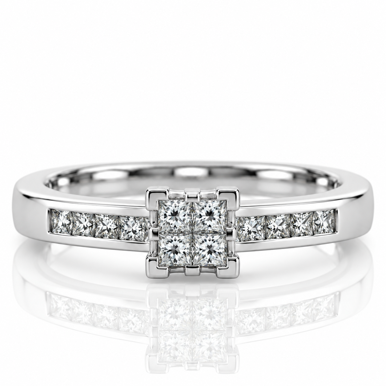 Platinum Princess Solitaire Diamond Engagement Ring