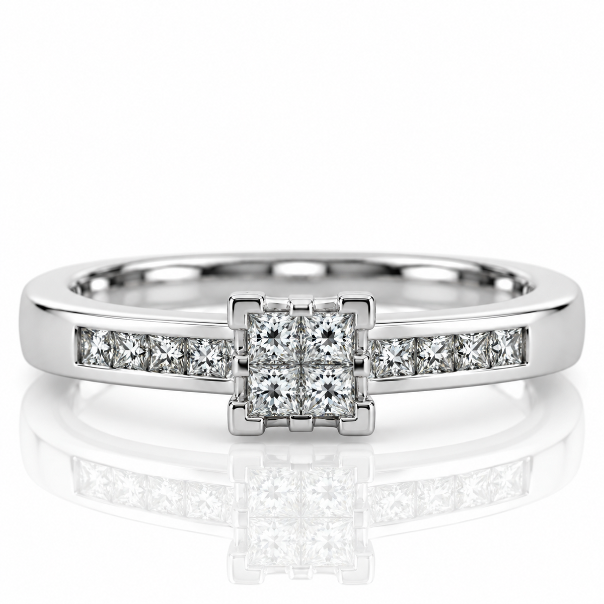 Platinum Princess Solitaire Diamond Engagement Ring