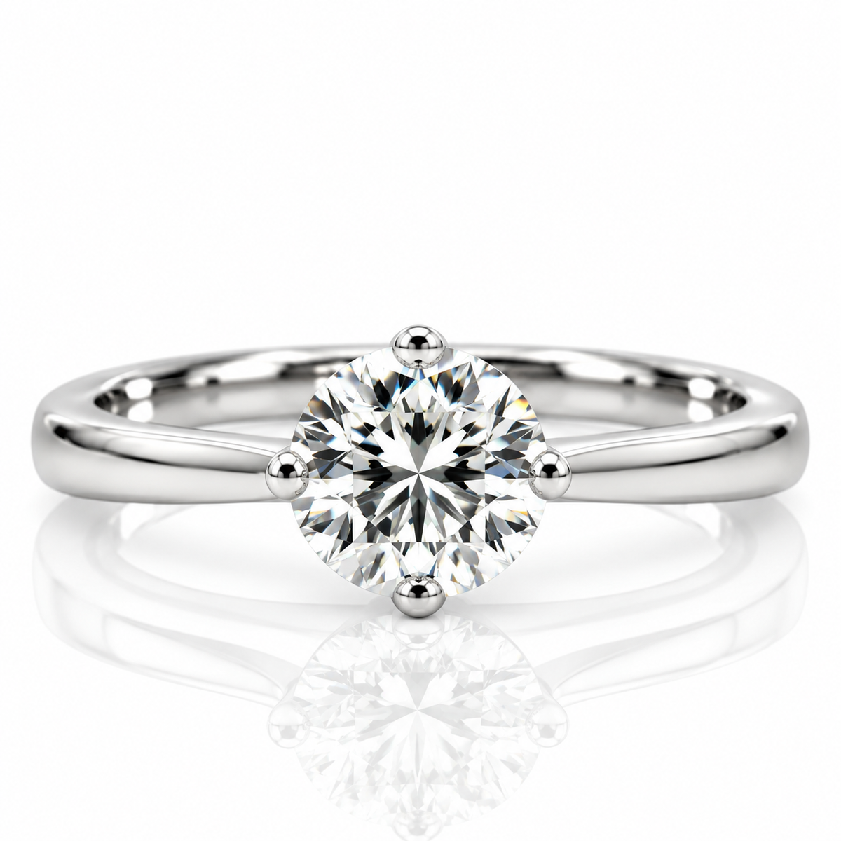 Brilliant Cut Platinum Solitaire Diamond Engagement Ring