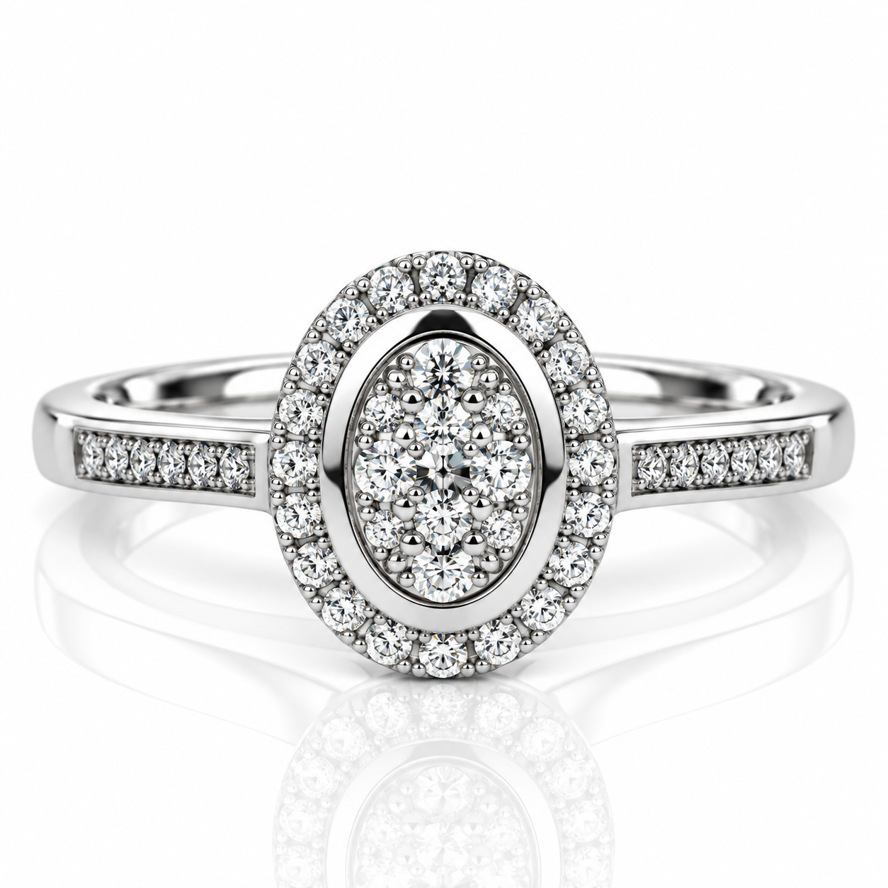 9kt Halo Style Diamond Engagement Ring