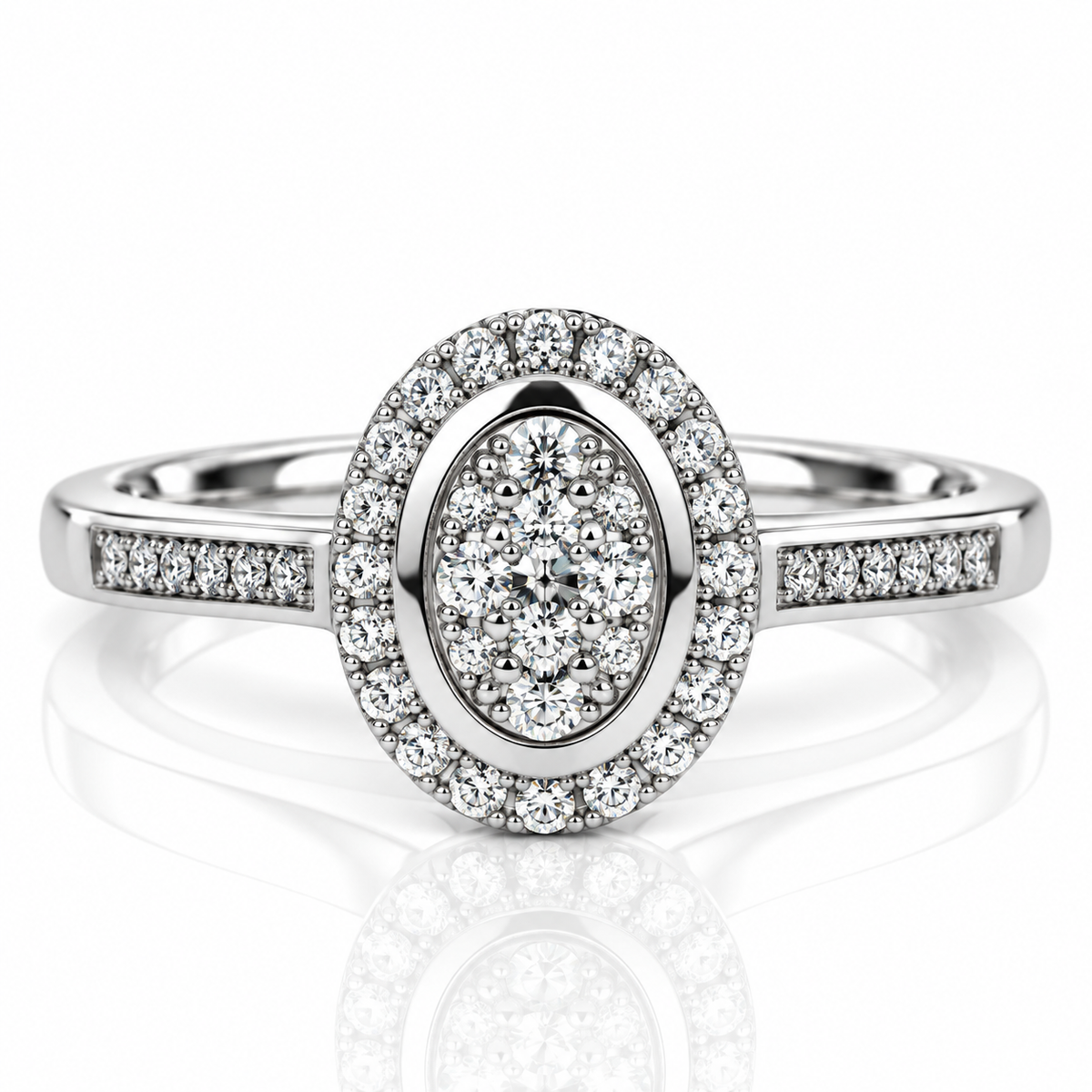 9kt Halo Style Diamond Engagement Ring