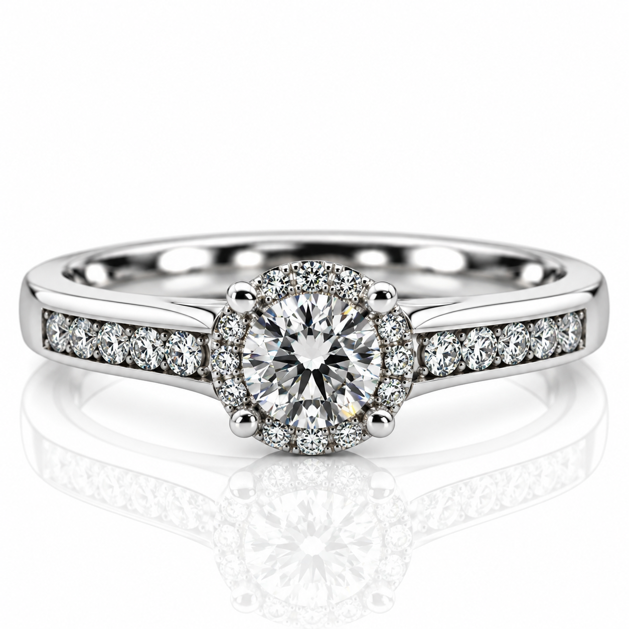 9kt Halo Style Diamond Engagement Ring