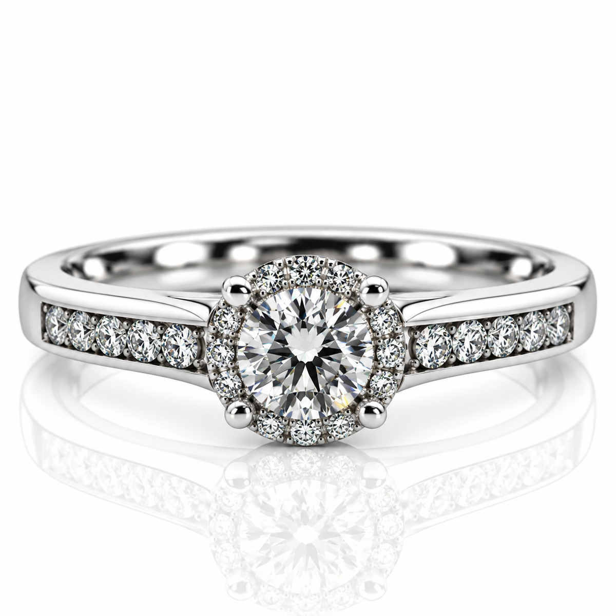 9kt Halo Style Diamond Engagement Ring