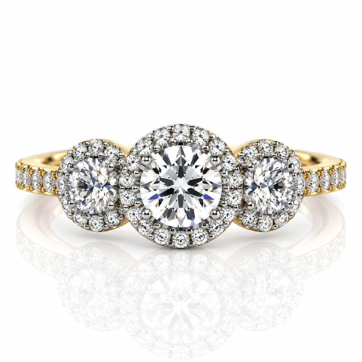 18kt Three stone Engagement Ring