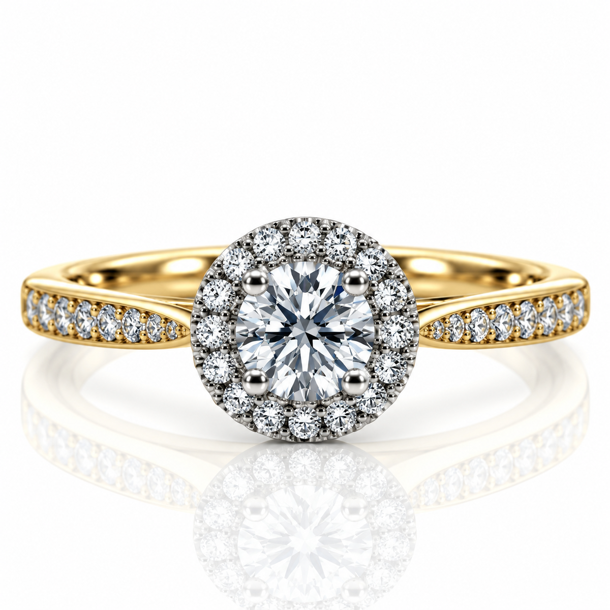 9kt Brilliant Cut Diamond Halo Engagement Ring