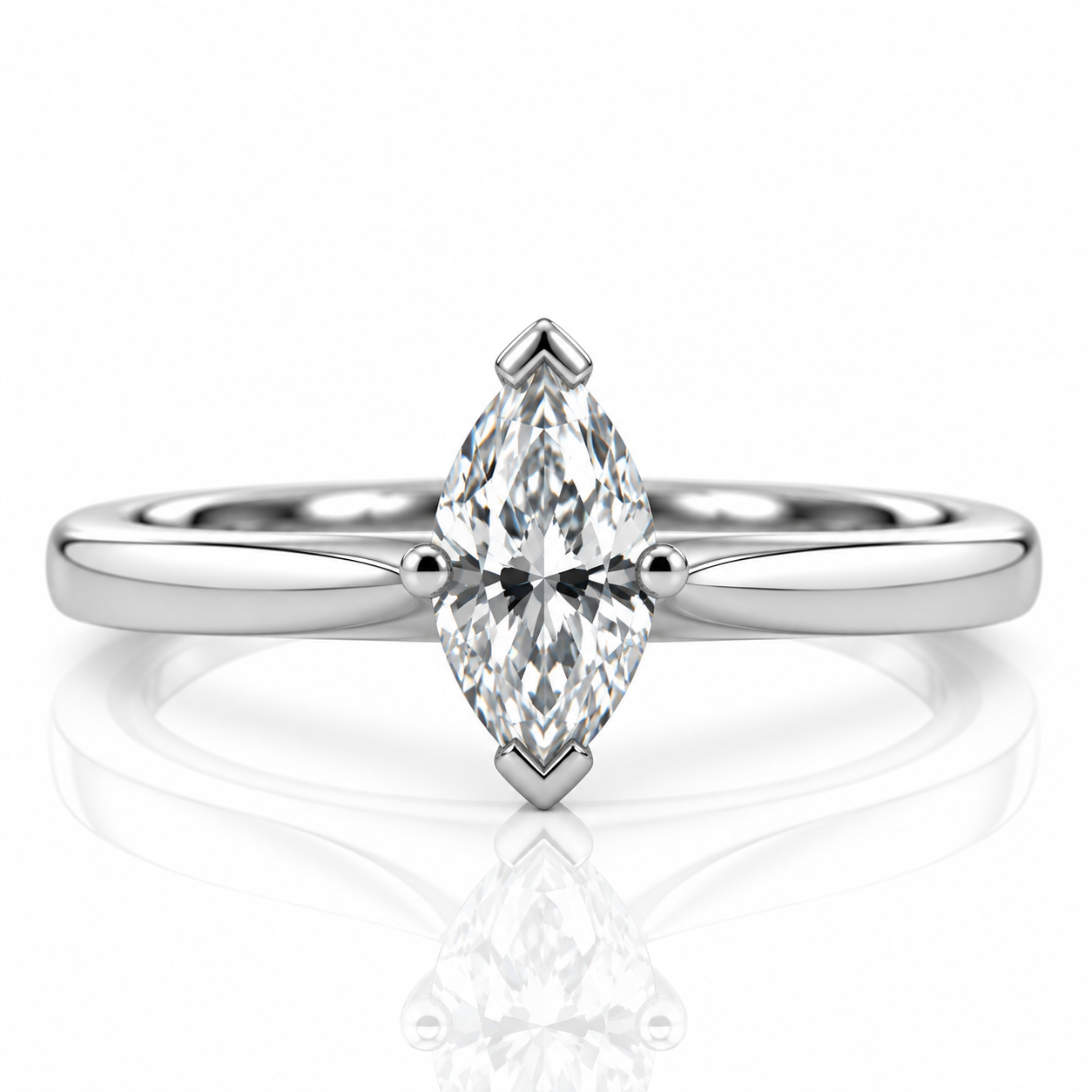 Platinum Marquise Solitaire Diamond Engagement Ring