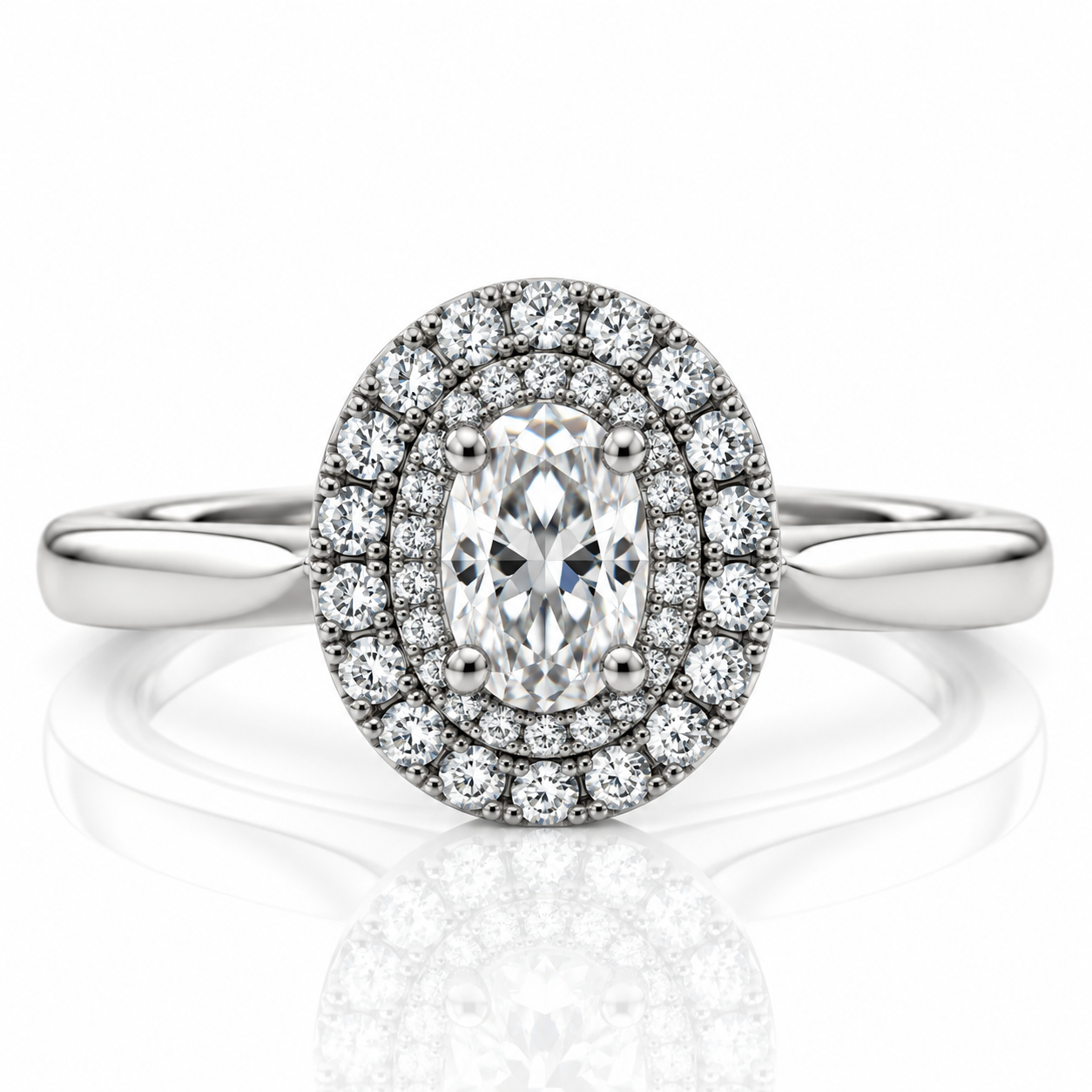 Oval Cut Platinum Diamond Engagement Ring