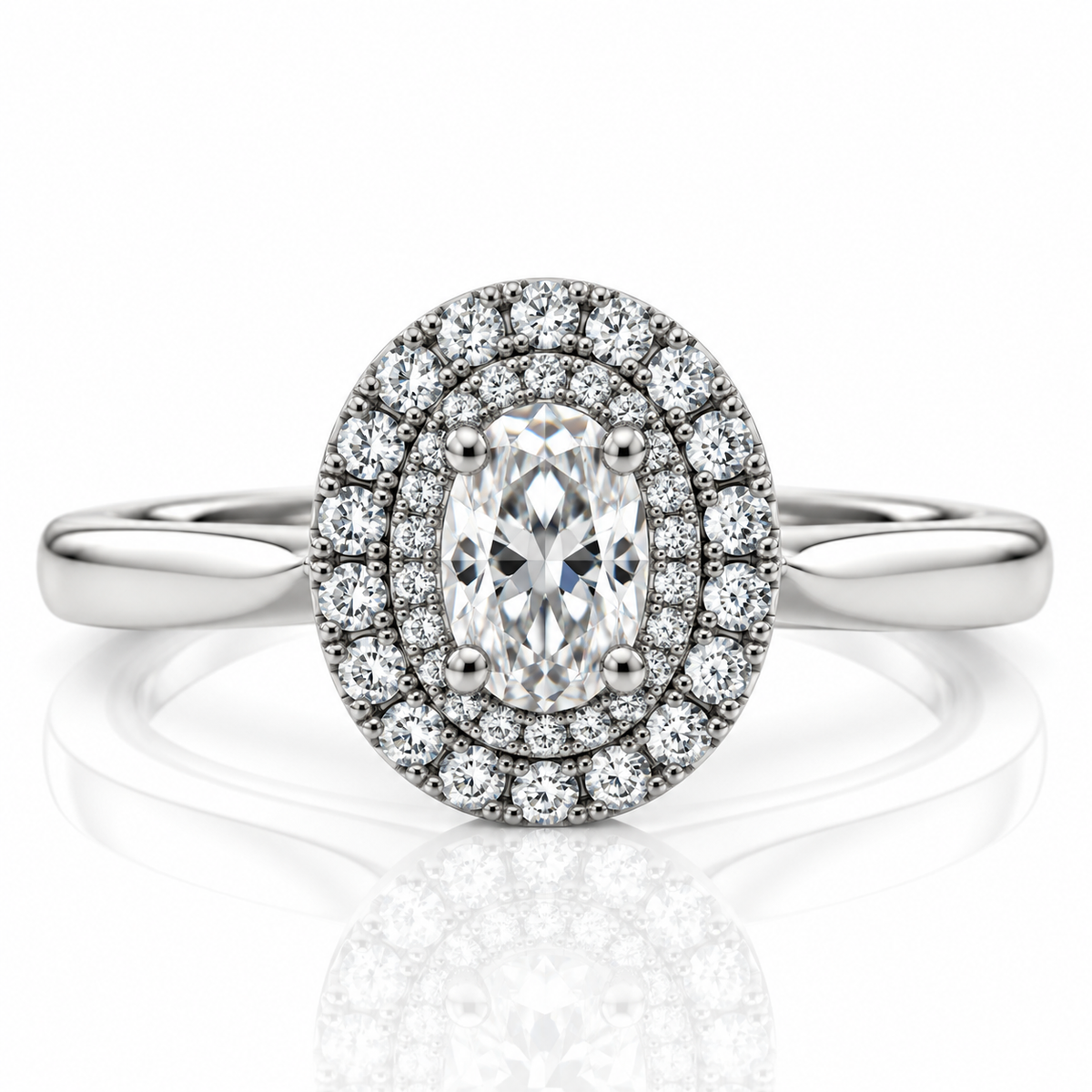 Oval Cut Platinum Diamond Engagement Ring