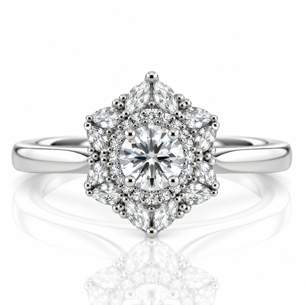 Platinum Diamond Fancy Halo Engagement Ring