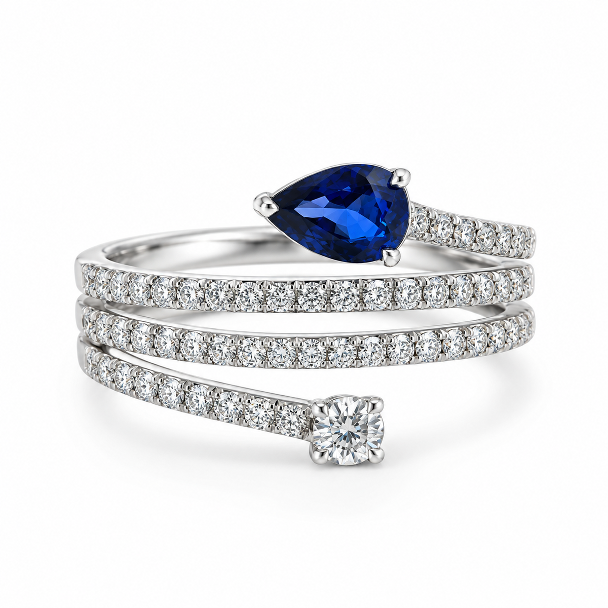 18kt Sapphire and Diamond Pear and Oval Dress Ring