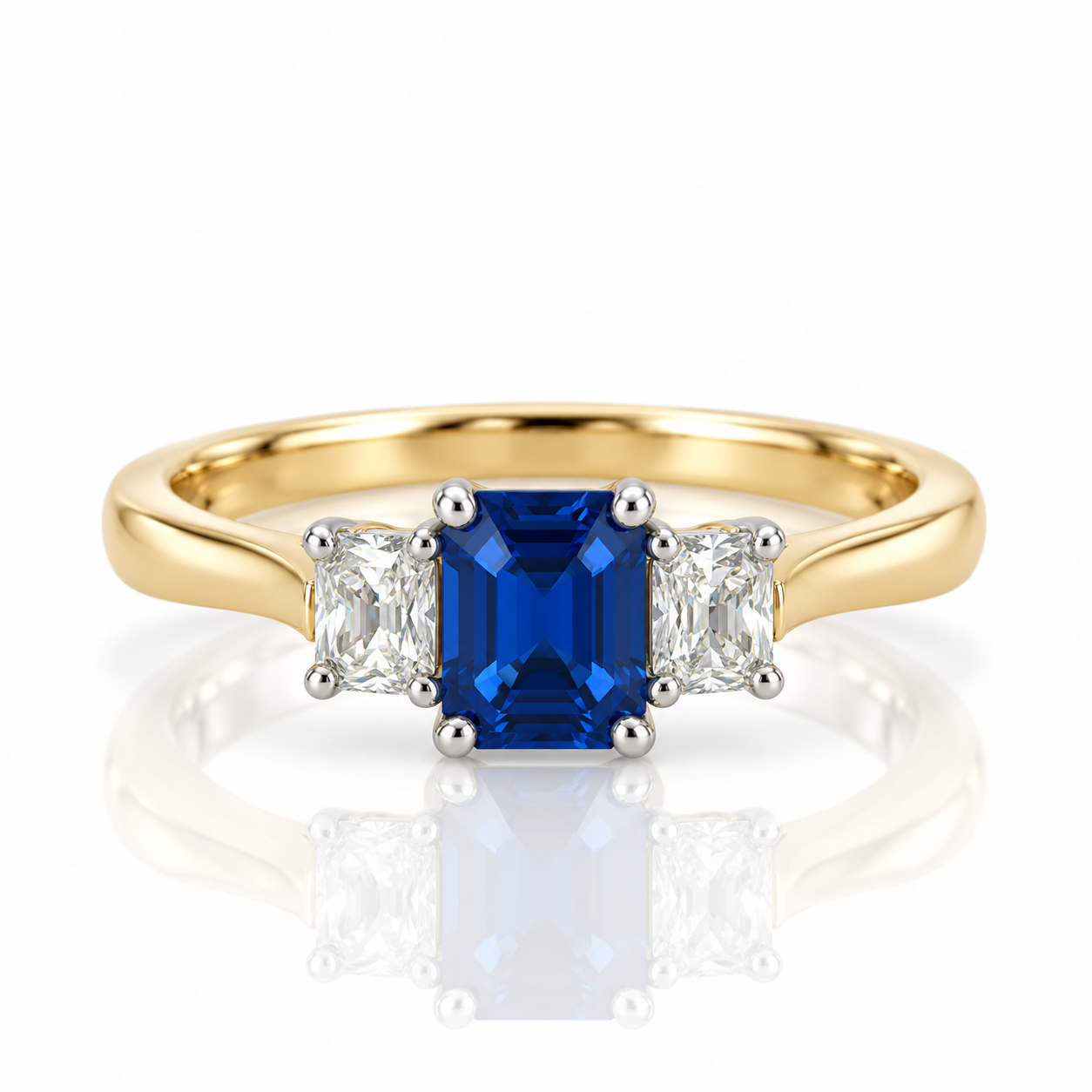 18kt Sapphire and Diamond Three Stone Dress Ring
