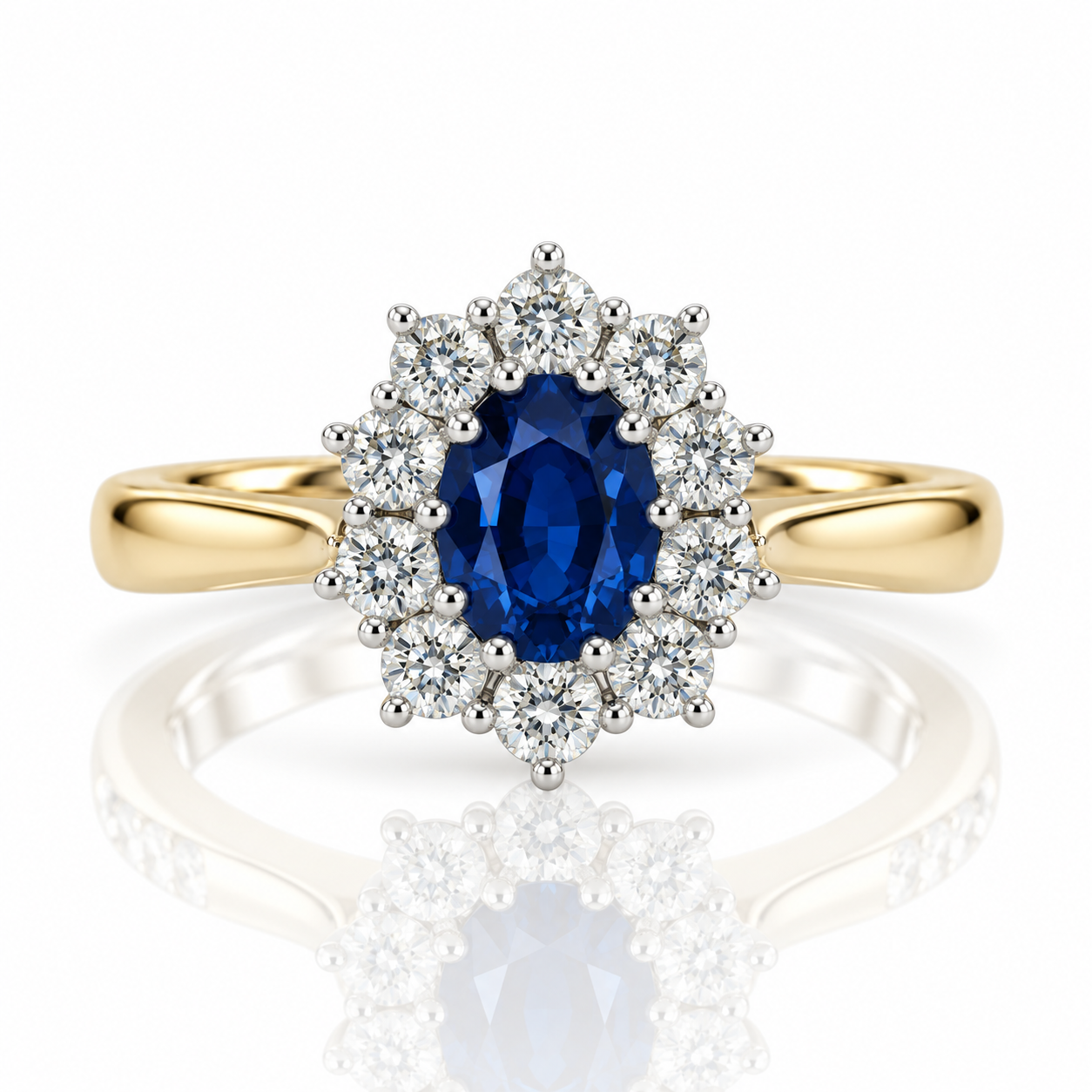 18kt Sapphire and Diamond Cluster Dress Ring