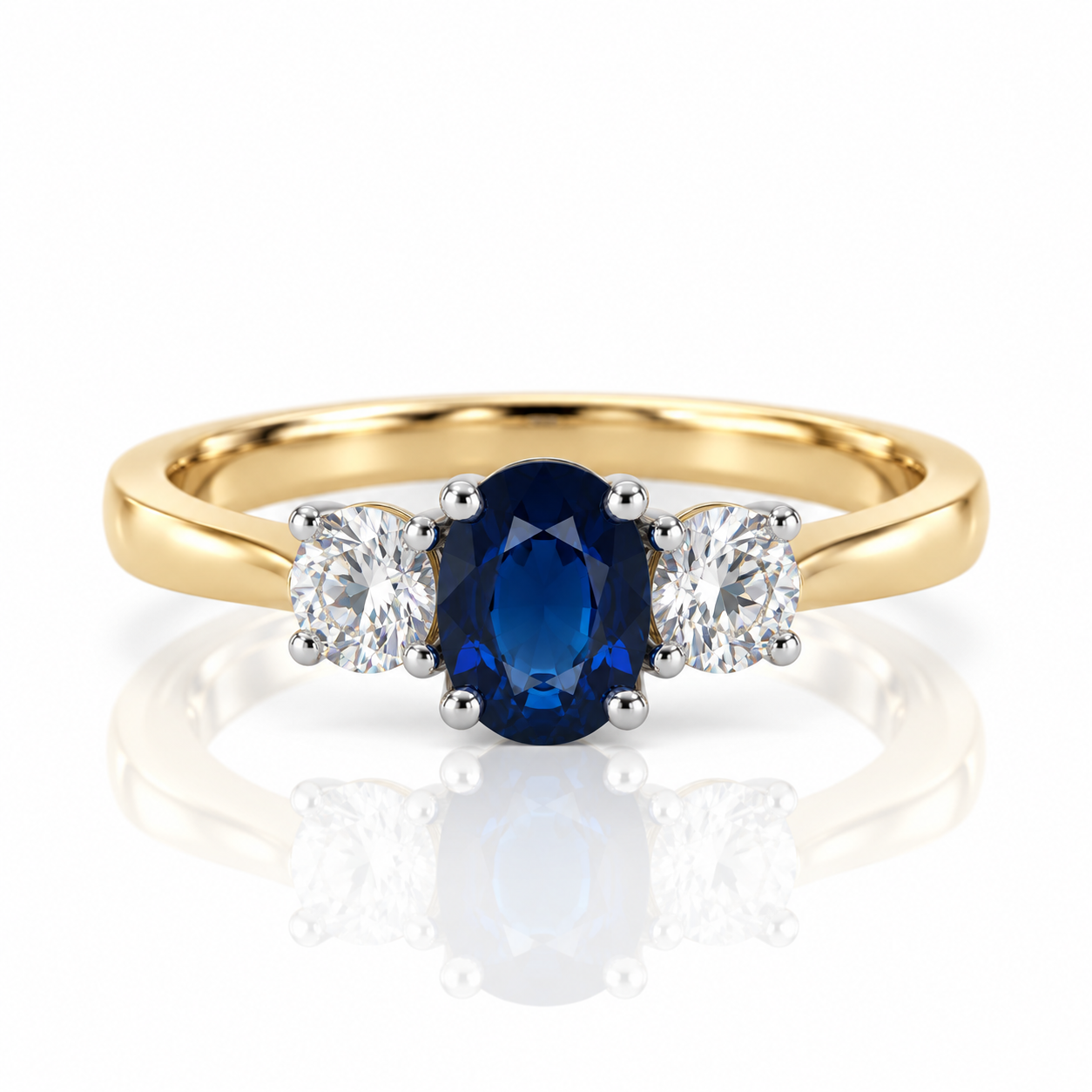 18kt Sapphire and Diamond Three Stone Dress Ring