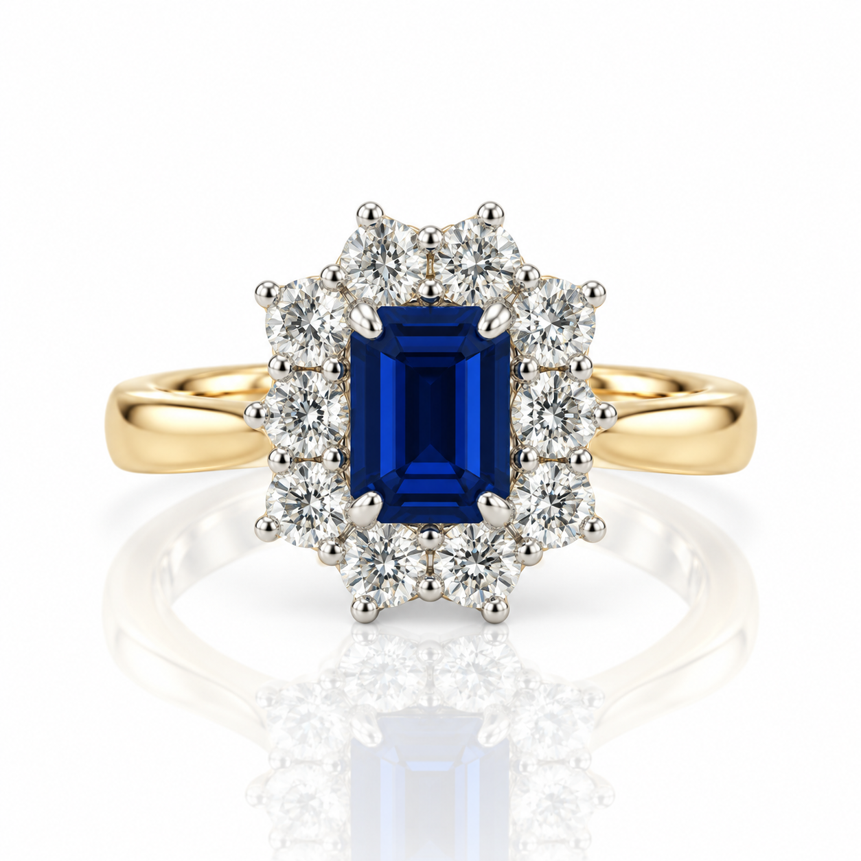 18kt Sapphire and Diamond Cluster Dress Ring