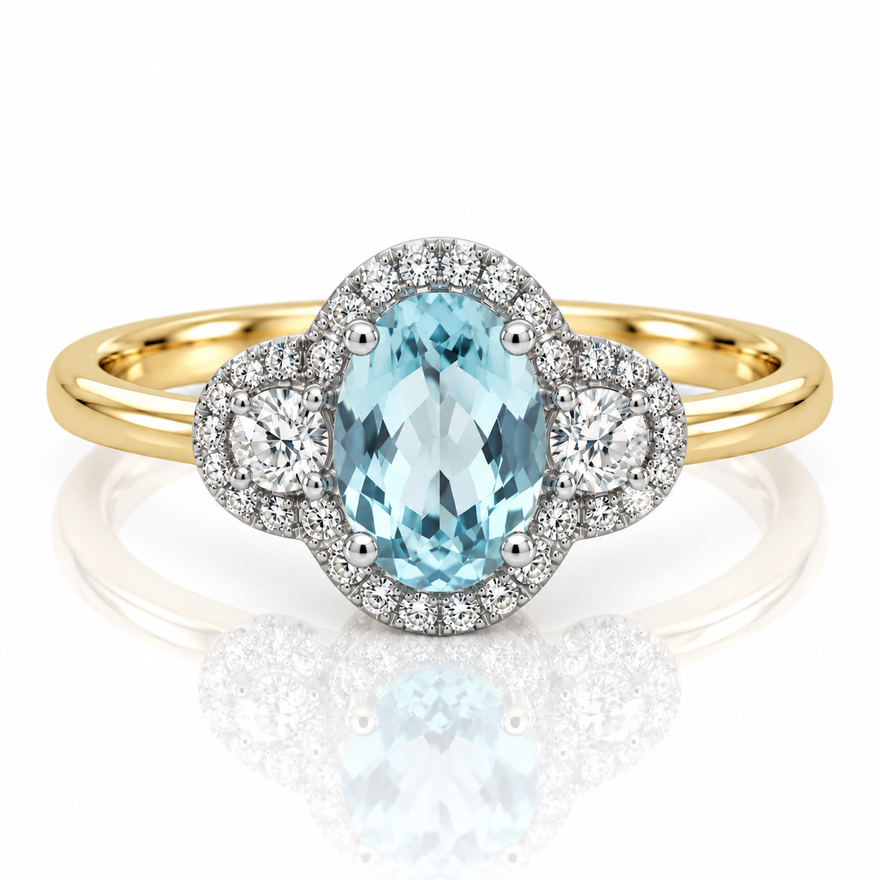 9kt Aquamarine and Diamond Dress Ring