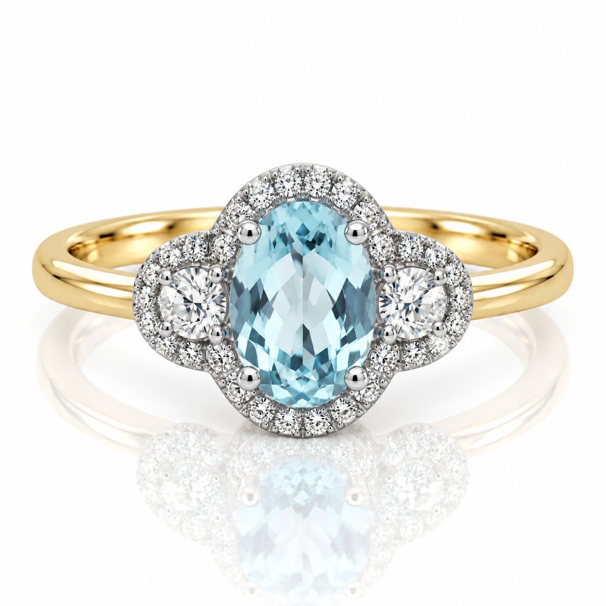 9kt Aquamarine and Diamond Dress Ring