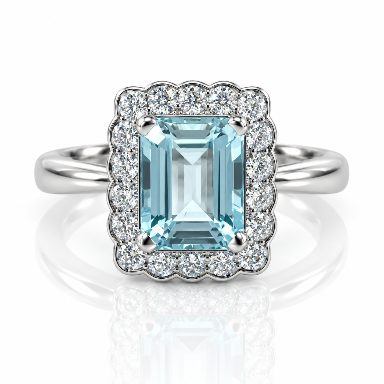 14kt Aquamarine and Diamond Dress Ring
