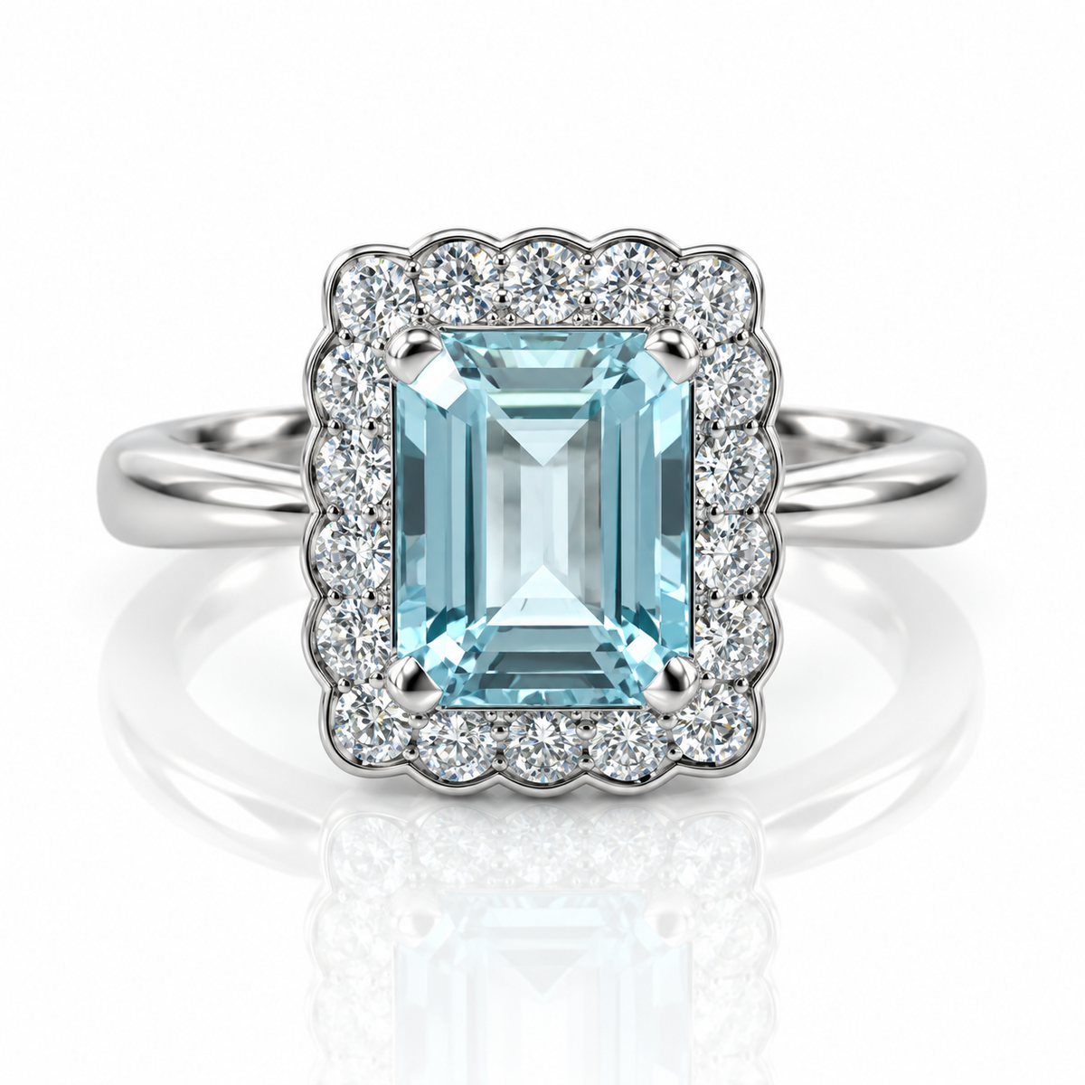 14kt Aquamarine and Diamond Dress Ring