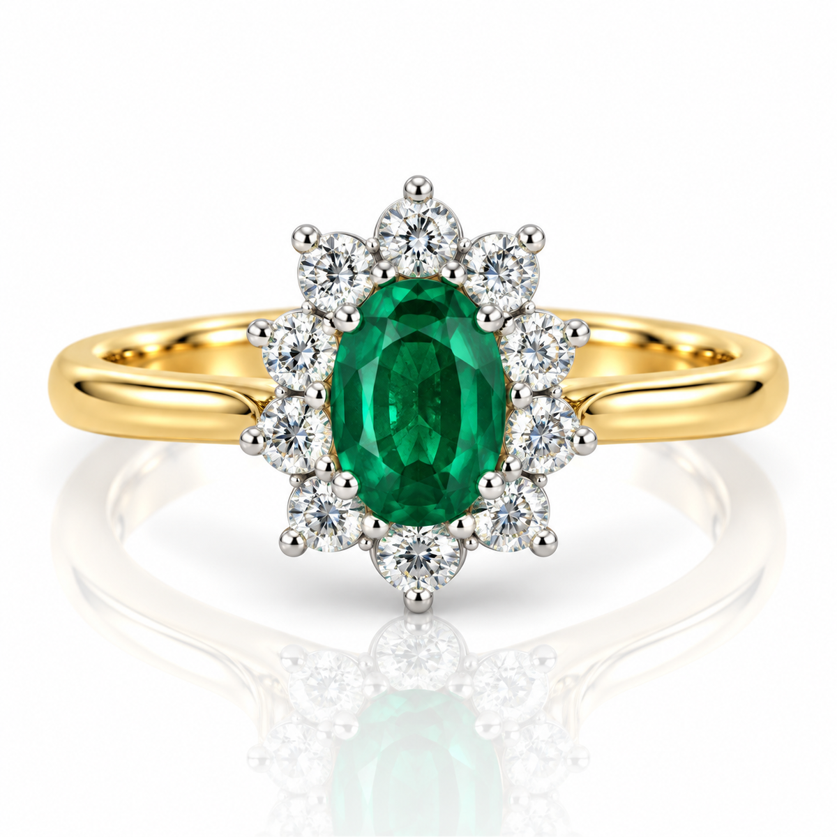 18kt Emerald and Diamond Cluster Dress Ring
