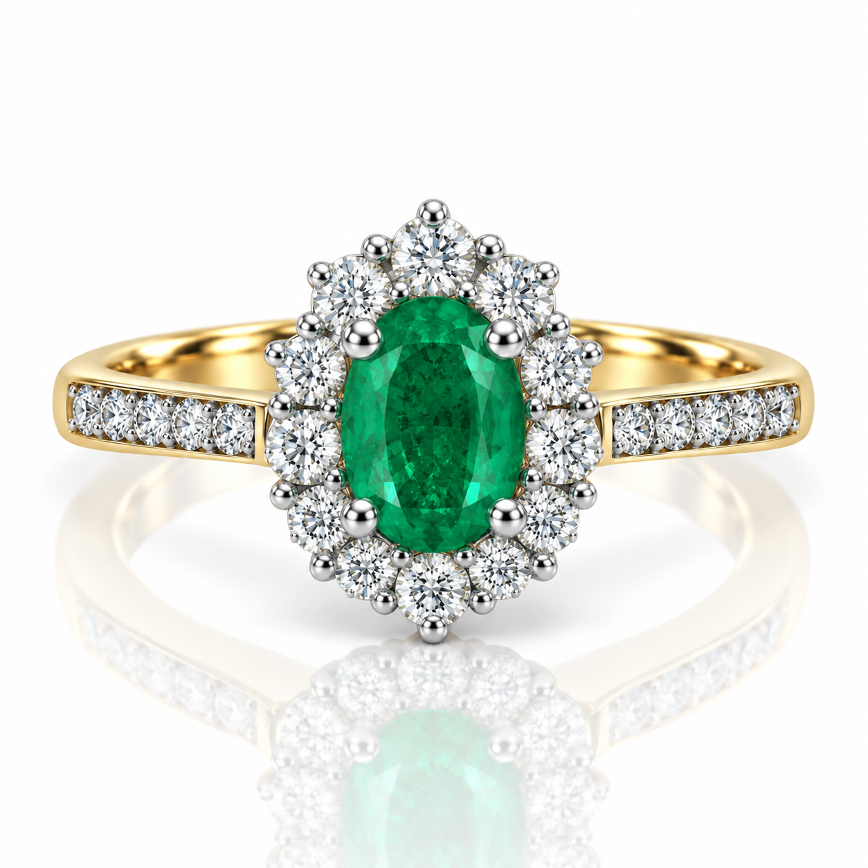 18kt Emerald and Diamond Cluster Dress Ring