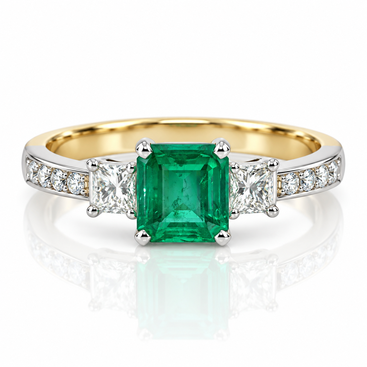 18kt Emerald and Diamond Dress Ring