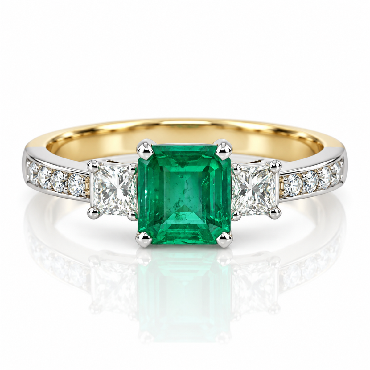18kt Emerald and Diamond Dress Ring