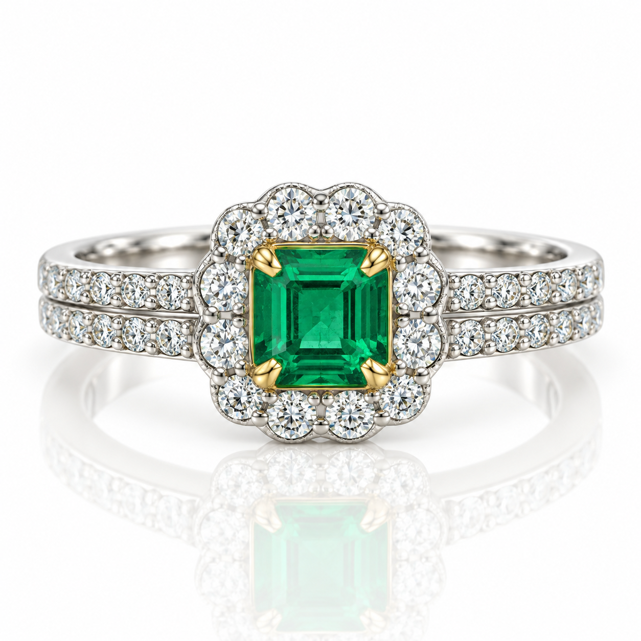 18kt Emerald and Diamond Dress Ring