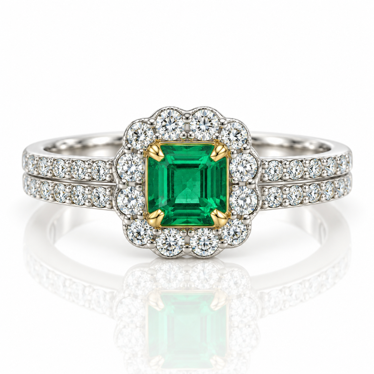 18kt Emerald and Diamond Dress Ring
