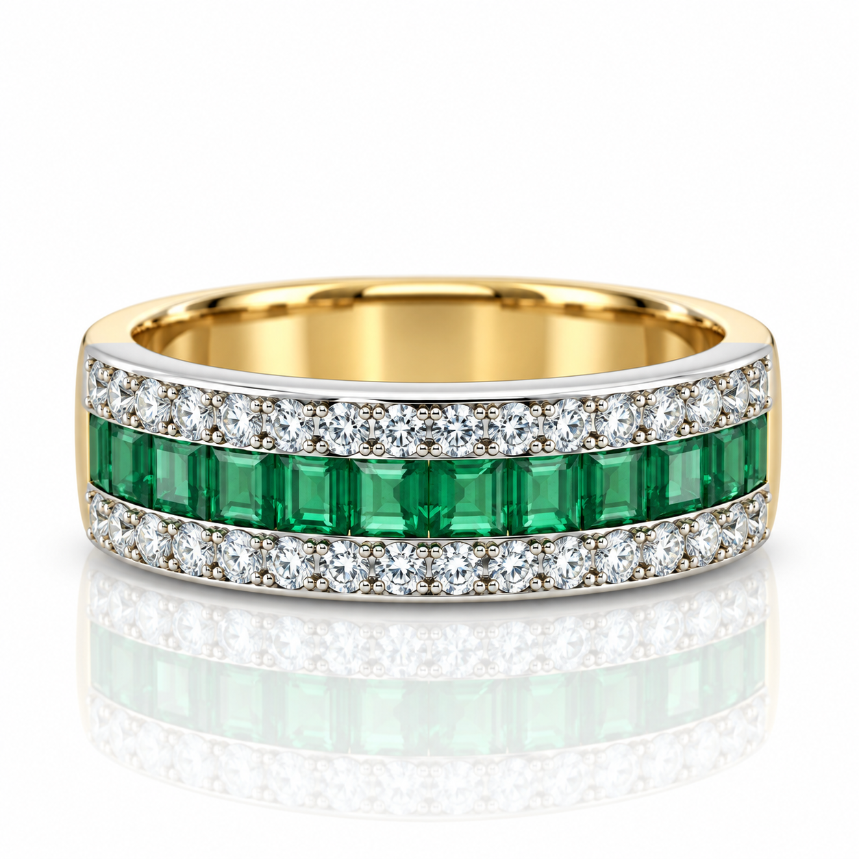 18kt Emerald and Diamond Dress Band