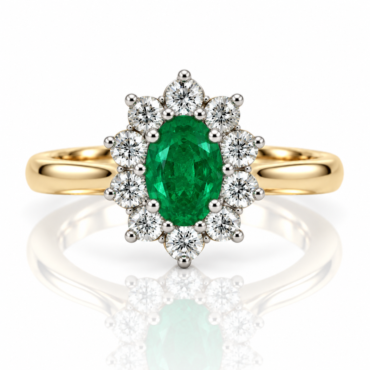 18kt Emerald and Diamond Cluster Dress Ring